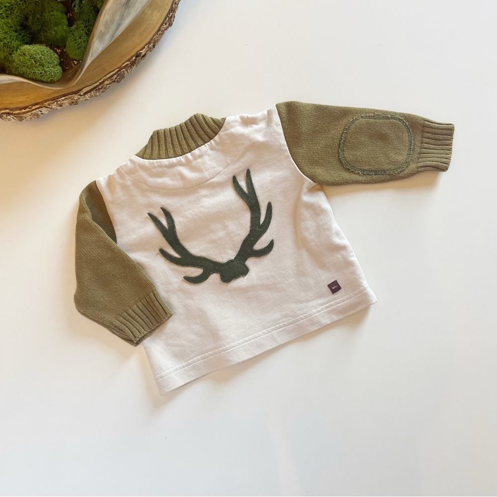 Tea Collection Knit Antler Voss Pullover Sweater | 6-12m